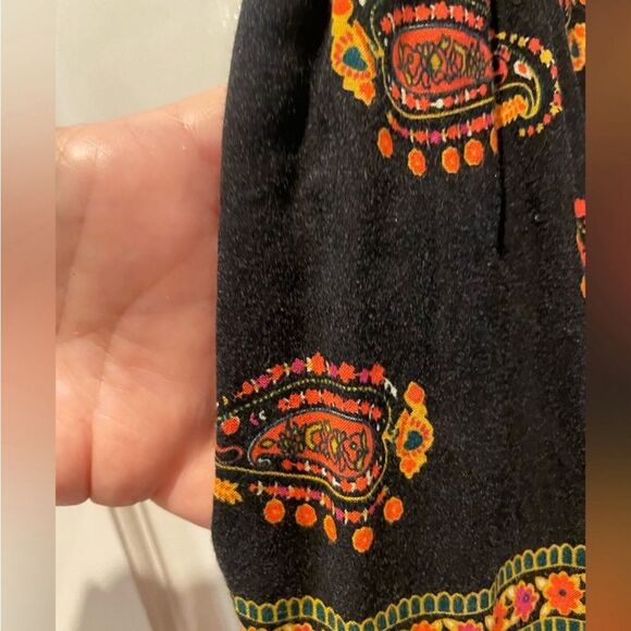 Band of Gypsies Abstract Halter Mini Dress Black Orange with Pockets Medium - Picture 3 of 7